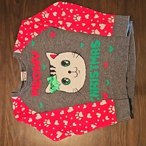 Girls Christmas Cat Sweater M(7/8)